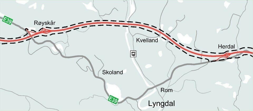 Prosjektet omfatter detaljregulering av omtrent ti kilometer med ny E39, fra Herdal til Røyskår i Lyngdal kommune.