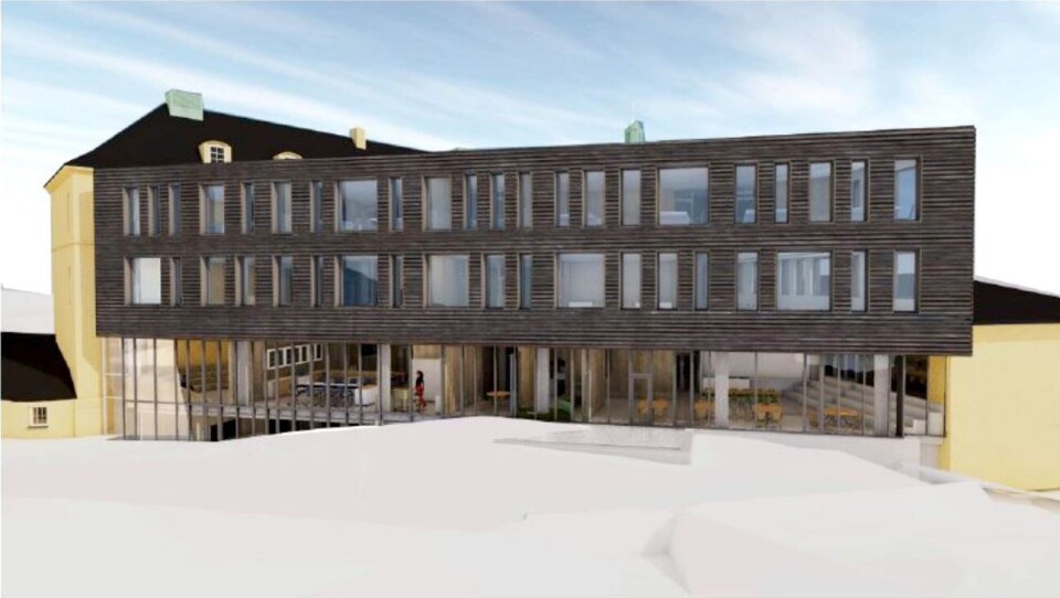 Slik skal utvidelsen av Midtun skole på Nesttun i Fana bydel i Bergen bli.
