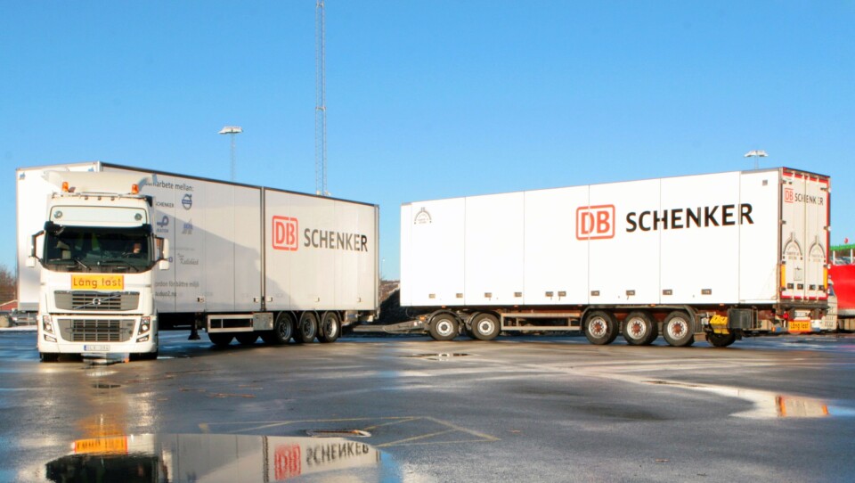 Et 32 meter langt DUO2-vogntog vil ha dobbelt så stor lastekapasitet som en vanlig semitrailer.