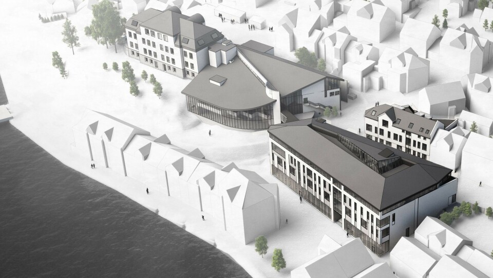 Slik skal Eilert Sundt videregående skole i Farsund etter planen bli etter bygging og rehabilitering.