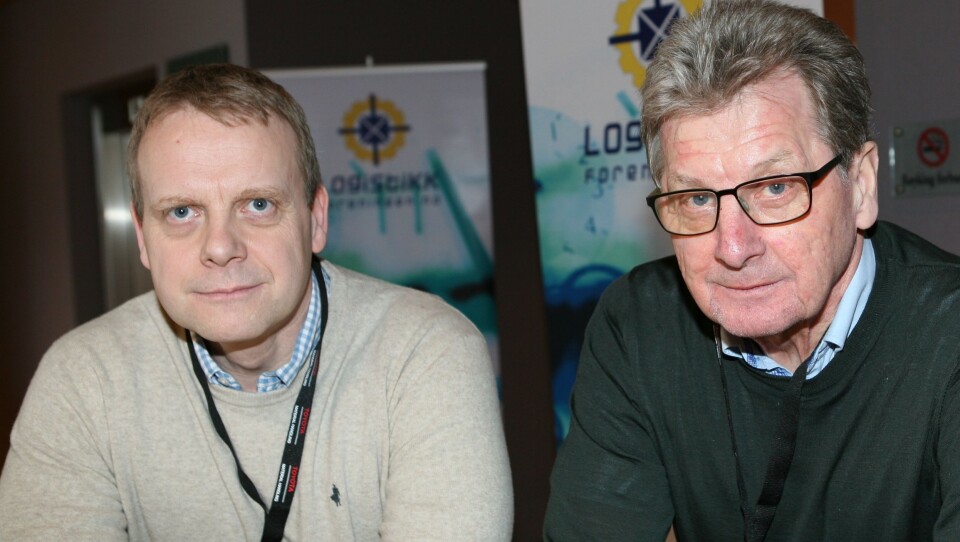 Bjørn-Arve Raanes har tatt grep om regional godsstrategi. Her sammen med sparringspartner Rolf Aarland (t.h.), tidligere markeds- og logistikksjef i Trondheim Havn, nå leder av konsulentselskapet Logistica. Foto: Per Dagfinn Wolden