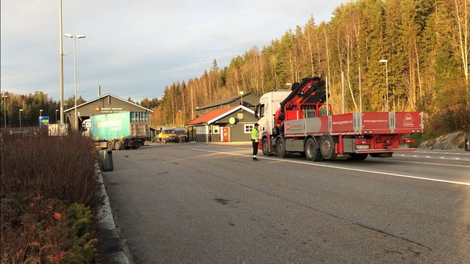 Taraldrud kontrollstasjon ved E6 nordgående, sør for Oslo, er ett av flere steder der det er gjennomført tungbilkontroller de siste dagene.