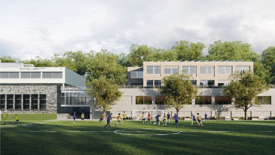 Slik er ny Eikeli VGS i Bærum planlagt se ut.