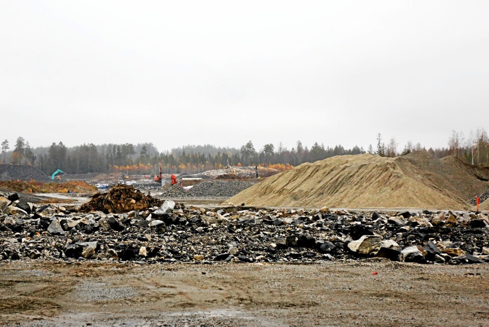 DIGERT: Holtskogen Næringspark er den største jobben Leif Grimsrud AS har nå. Området er over en halv million m².