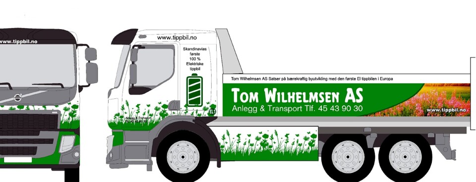 VISJONEN: Slik kan de elektriske tippbilene til Tom Wilhelmsen AS bli seende ut.