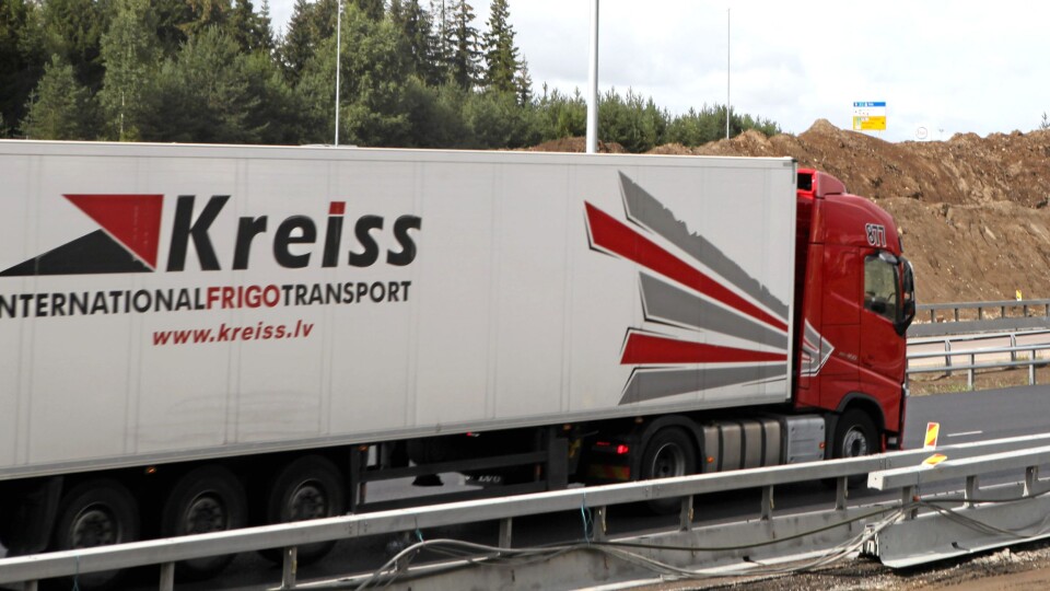 Arkivbilde av Kreiss-vogntog på E6 ved Gardermoen i 2016.