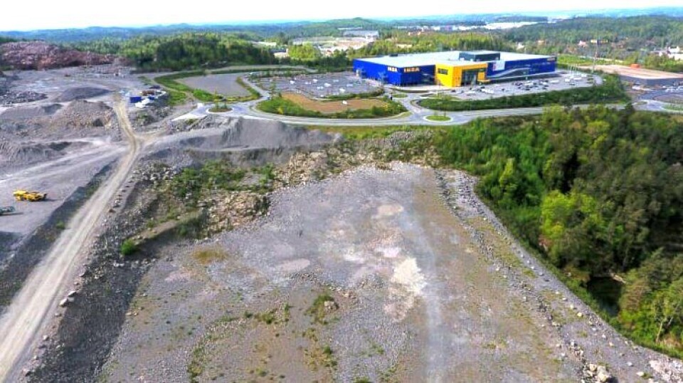 Posten planlegger å bygge ny terminal på denne tomten i Lillesand kommune, ved siden av Ikea.