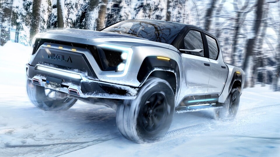 Skisse av den elektriske pickupen Nikola Badger som det skal vises en fysisk versjon av høsten 2020 i USA.