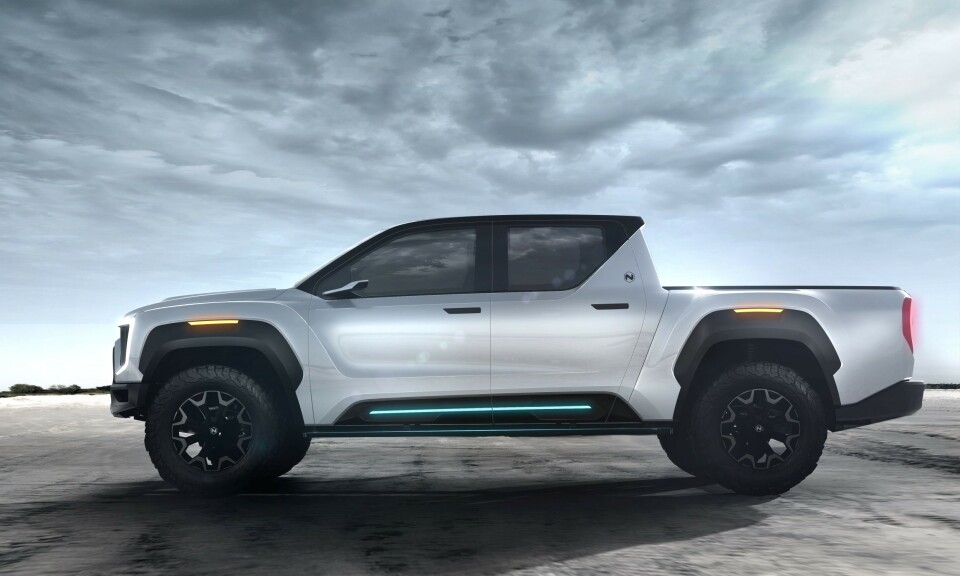 Skisse av den elektriske pickupen Nikola Badger som det skal vises en fysisk versjon av høsten 2020 i USA.