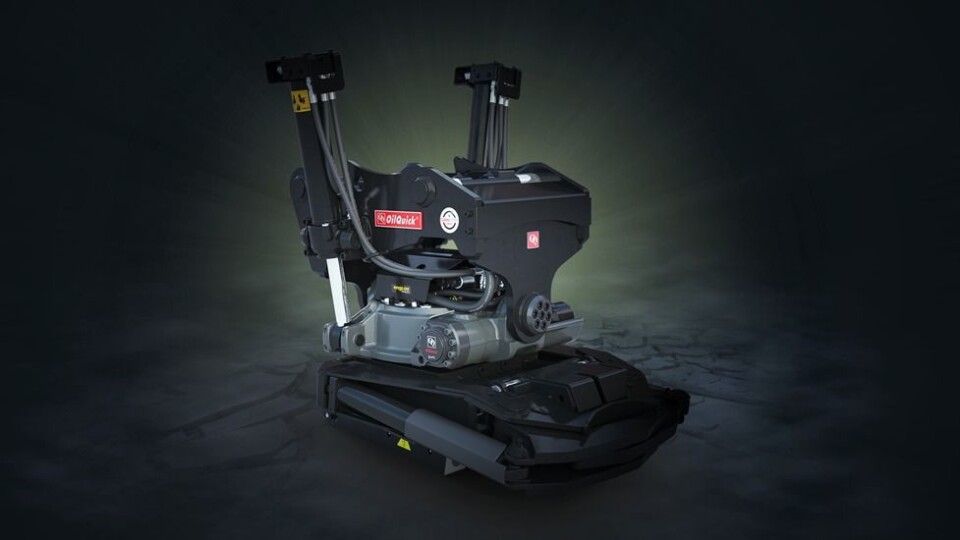 Ny tiltrotator: OilQuick med «Engcon Inside». Den nye serien OQTR-E skal vises i Las Vegas 10.-14. mars 2020.