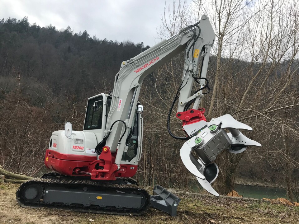 Modularis-klype på en Takeuchi-graver.