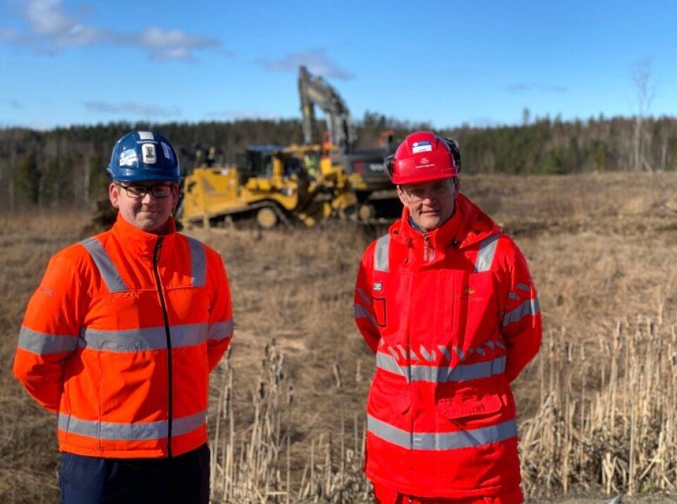 Prosjektleder Ole-Petter Jensen i Skanska og byggeleder Pål-Steinar Karlsen i Statens vegvesen, skal samarbeide tett i byggeperioden for ny E16 i Jevnaker kommune.