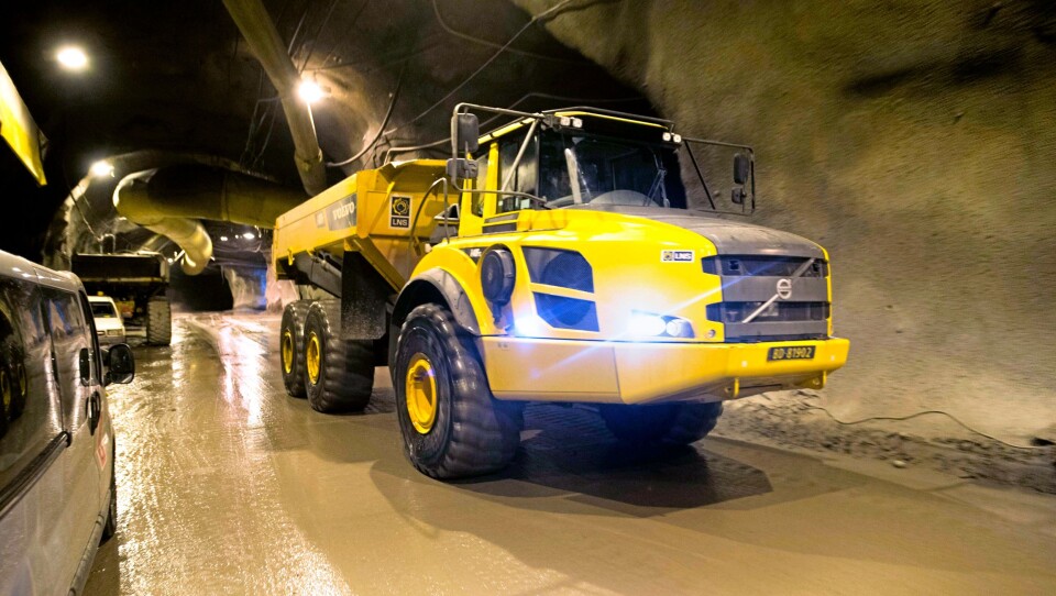 Arkivbilde fra gruvedriften hos Rana Gruber As i Mo i Rana (Nordland) utført av Leonhard Nilsen & Sønner AS.