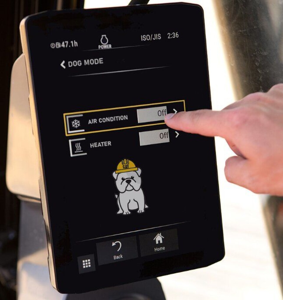 «Dog Mode»-innstillinger på touchskjermen.