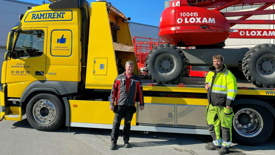 Piet Bartels (t.v.) og Eivind Vaaland hos Loxam på Forus blir nå en del av Ramirent Stavanger.