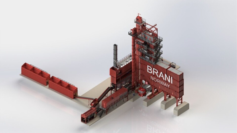 Asfaltverket, av typen Lintec Linnhoff CSE 3000, skal monteres i Snarum Pukkverk i Vikersund.