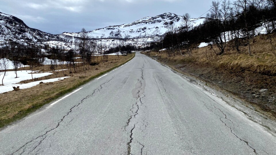 Nerskogsveien før asfaltering våren 2020.