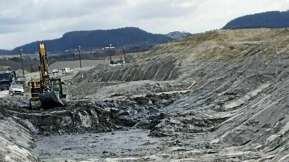 STORT ARBEID: Stabilisert byggegrunnen for nye E6 forbi Klett, Trondheim hvor det ble blandet kalk og sement i over 44.000 borehull, som hver er opptil 25 meter dypt.