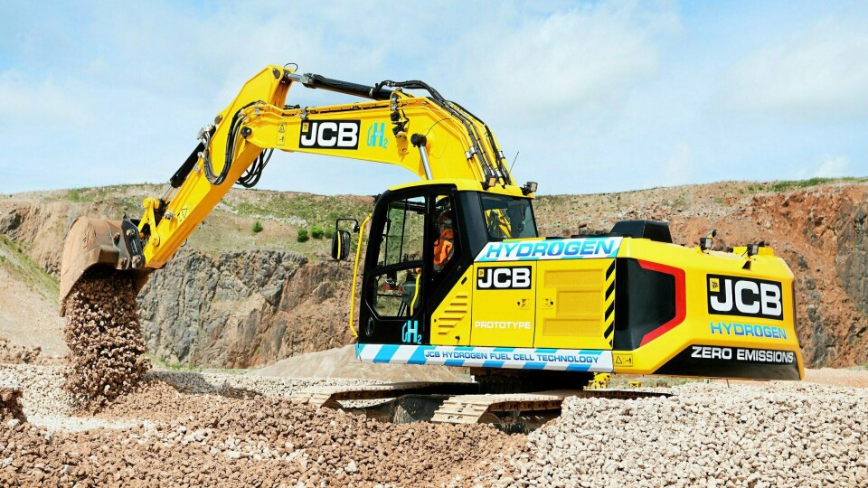 PROTOTYPE: JCB har utviklet brenselcelle, elektrisk motor og hydrogen som energikilde til 20-tonneren JCB 220X.