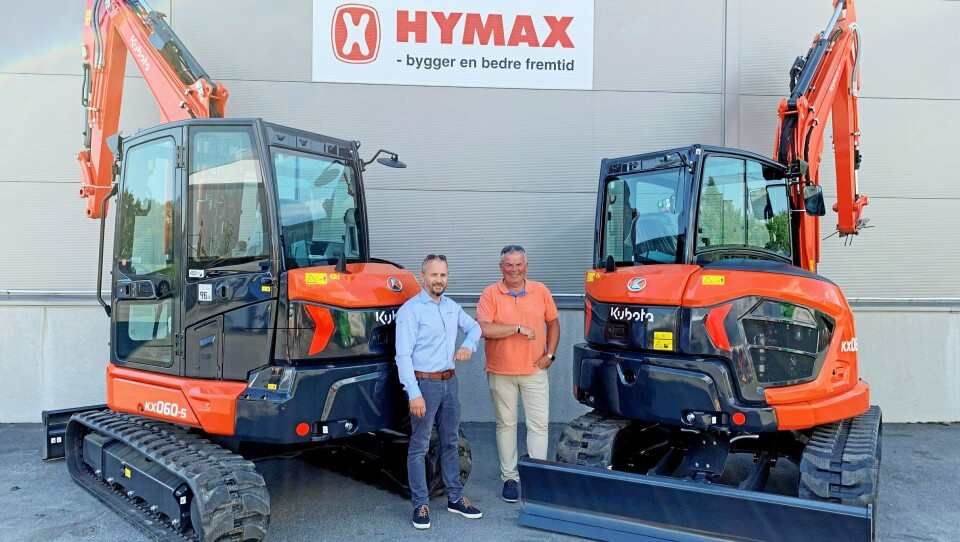 Her er Kubota KX060-5 på plass i Norge. Fra venstre: Torgeir Nustadhaugen, Hymax og Jone Ølberg, Naboen Utleie. Her er Kubota KX060-5 på plass i Norge. Fra venstre: Torgeir Nustadhaugen, Hymax og Jone Ølberg, Naboen Utleie.