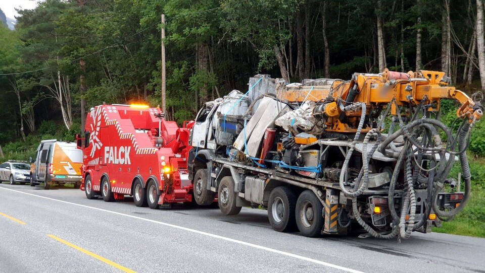 Denne transporten ble funnet for lang og tung av Statens vegvesen i Granvin (Vestland) mandag 24. august.