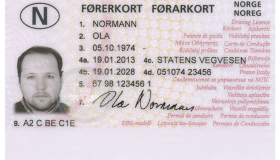 Illustrasjopnsbilde norsk førerkort.