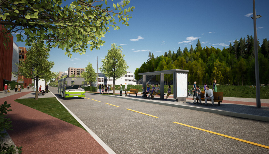 Slik skal den nye sentrumsgaten i Lørenskog bli.