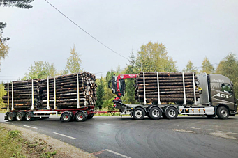 Tester tømmervogntog på 74 tonn i Norge