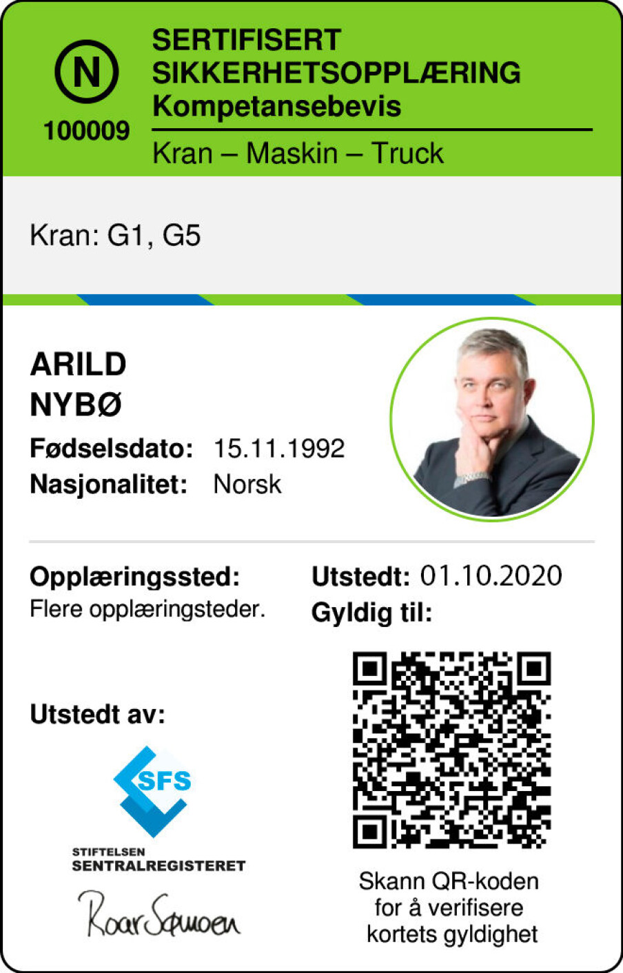 Frem til nytt fellesbevis er på plass vil dagens NKR-kompetansebevis produseres med logo og signatur til Sentralregisteret.