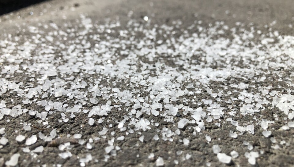 Veisaltet som spres ut på norske veier kan være en kilde til mikroplast. Veisaltet som spres ut på norske veier kan være en kilde til mikroplast.