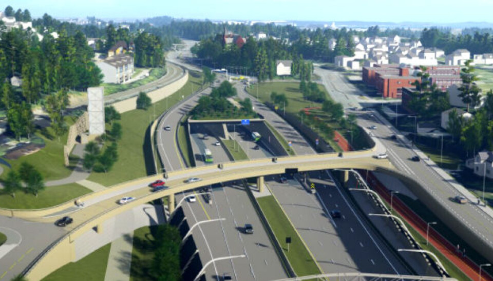 Illustrasjon som viser den framtidige E18 forbi Ramstadsletta.