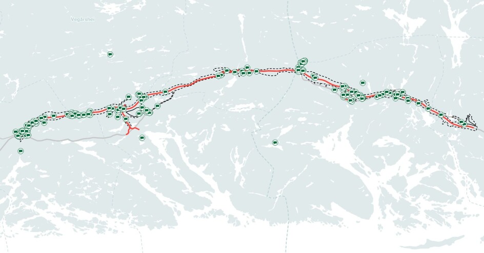 Det er kommet over 200 innspill til oppstart av reguleringsplan for nye E18 Dørdal-Tvedestrand. Stedene dette gjelder er merket på dette kartet.