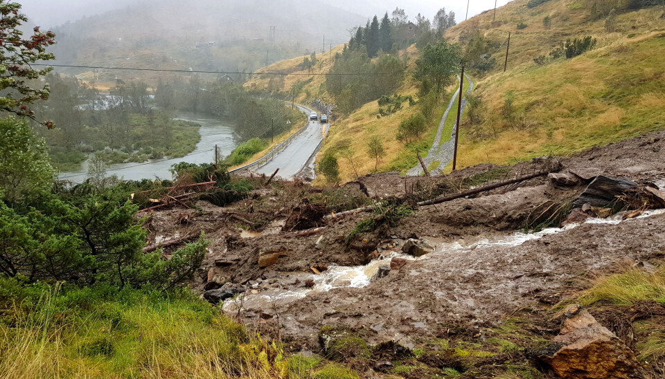 Flomskred i Vaksdal i Hordaland 14. september 2019.