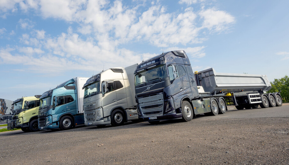 NY REKKE: Volvo kan endelig vise de nye modellene av FMX (fra venstre), FM, FH og FH16.