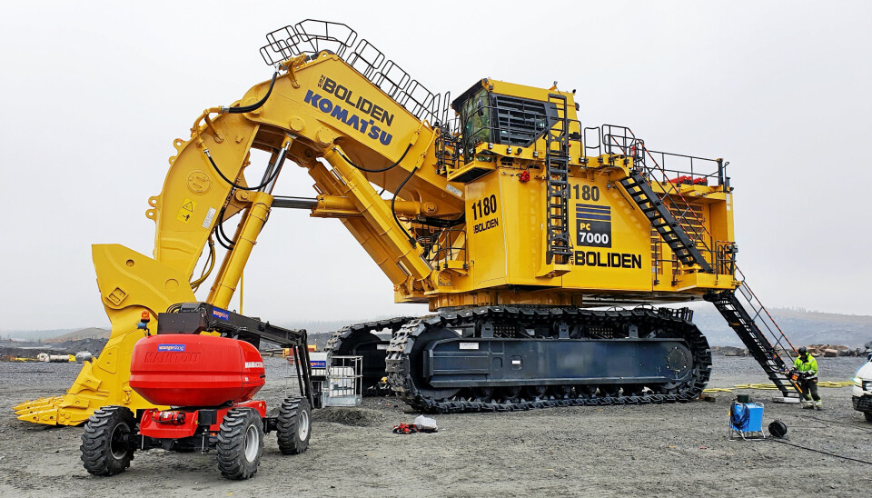 Hesselberg Maskin leverte nylig en 700 tonn Komatsu forgraver til Boliden i Aitik i Nord-Sverige. Maskinen PC7000 er levert av Hesselberg Maskin AB som er et datterselskap av den norske Komatsu-importøren. Bilde fra oktober 2020.