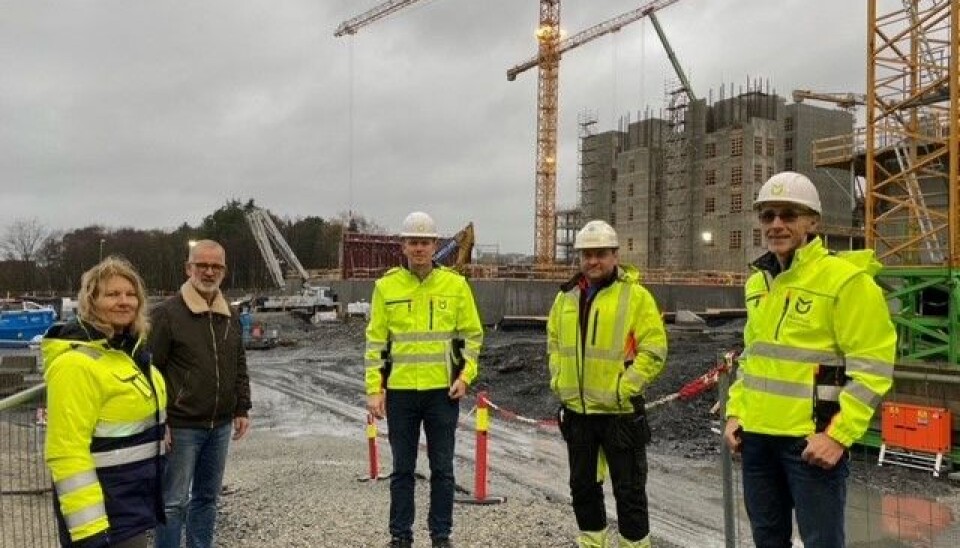 Fra venstre, Ragnhild Mirjam Bøe, prosjektleder logistikk Nye SUS, Lars Egil Borsheim, prosjektleder bygg Nye SUS, Espen Horpestad, selger, Arturas Janulevicius og Geir Malec, alle tre fra Malthus Uniteam.