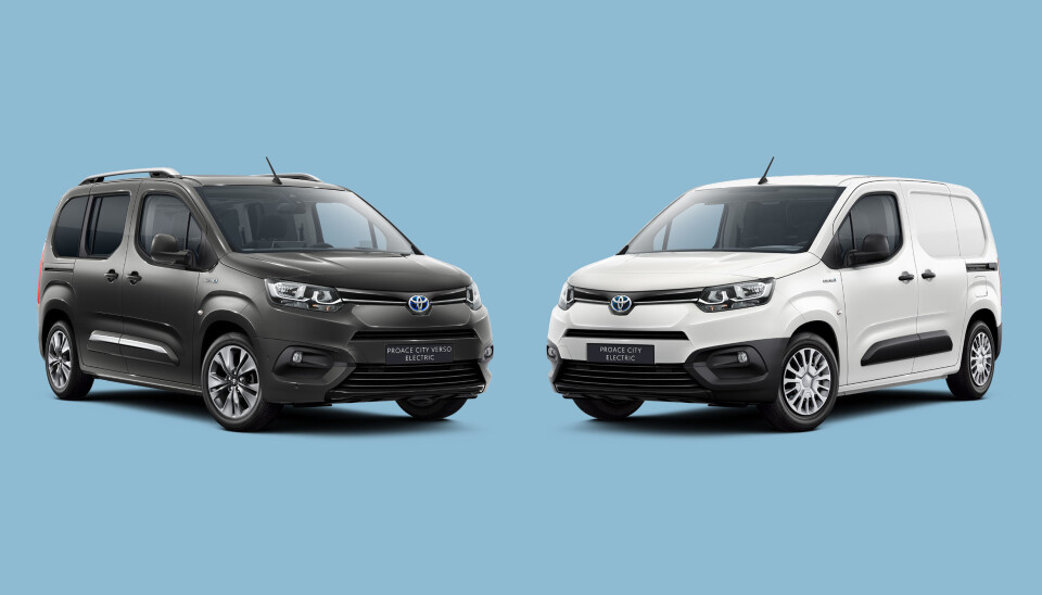 Til høyre står nye Toyota Proace City Electric. Til venstre er personbilvarianten, Toyota Proace City Verso Electric.