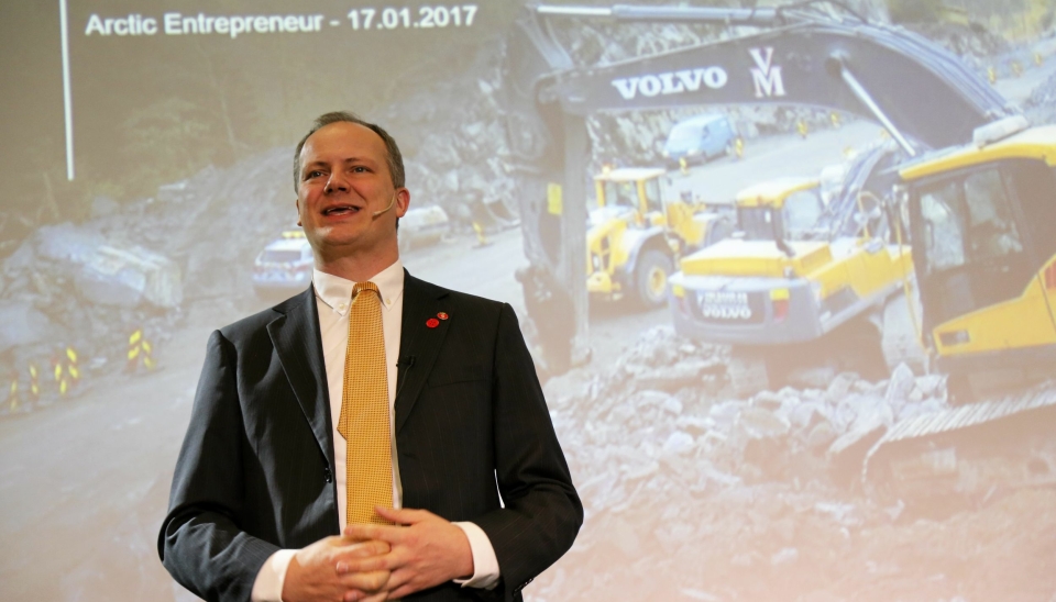 Ketil Solvik-Olsen på Arctic Entrepreneur i 2017 som samferdselsminister. Etter at han gikk av som statsråd, er han involvert i selskaper som jobber direkte mot transport- og anleggsbransjen.