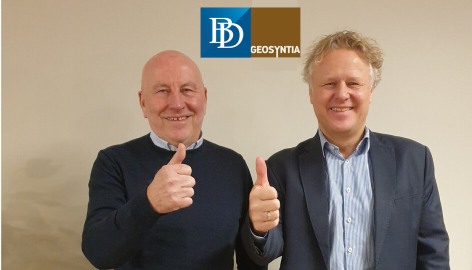 Fra venstre: Terje Ottesen (daglig leder i Geosyntia AS) og Torbjørn Lothe Vik (salgs- og markedsdirektør VMS hos Brødrene Dahl).