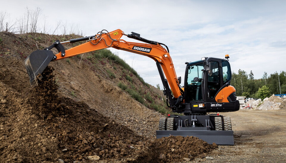 Doosan DX57W-7, 5-tonns hjulgraver lansert i januar 2021.
Foto: Doosan