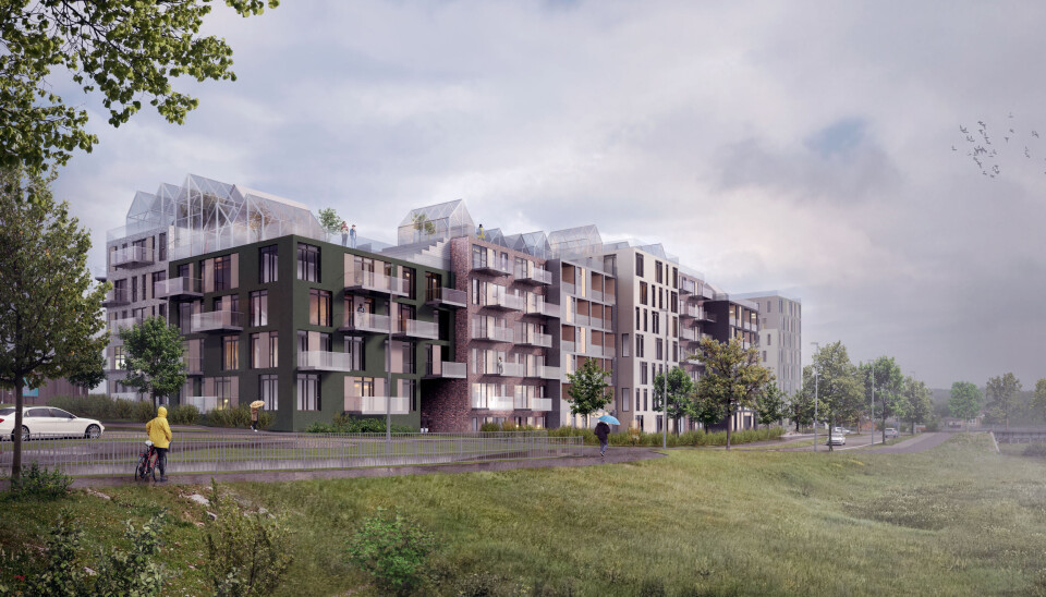 Foreløpig skisse av boligområdet Gartneritaket.