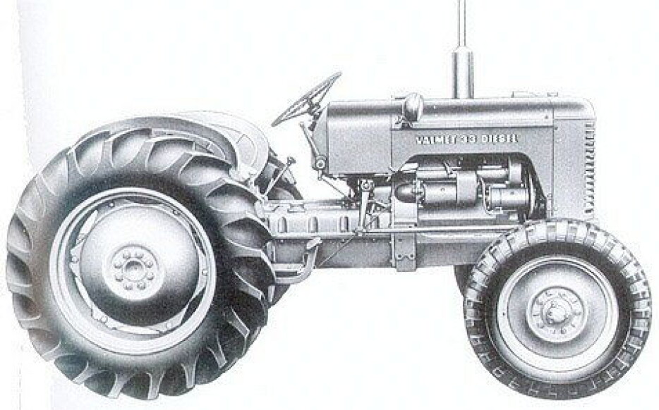 DIESEL: I 1956 ble den første dieseltraktoren lansert, Valmet 33 med 37 hk Sisu-Valmet motor (3-sylindret). Foto: Valtra
