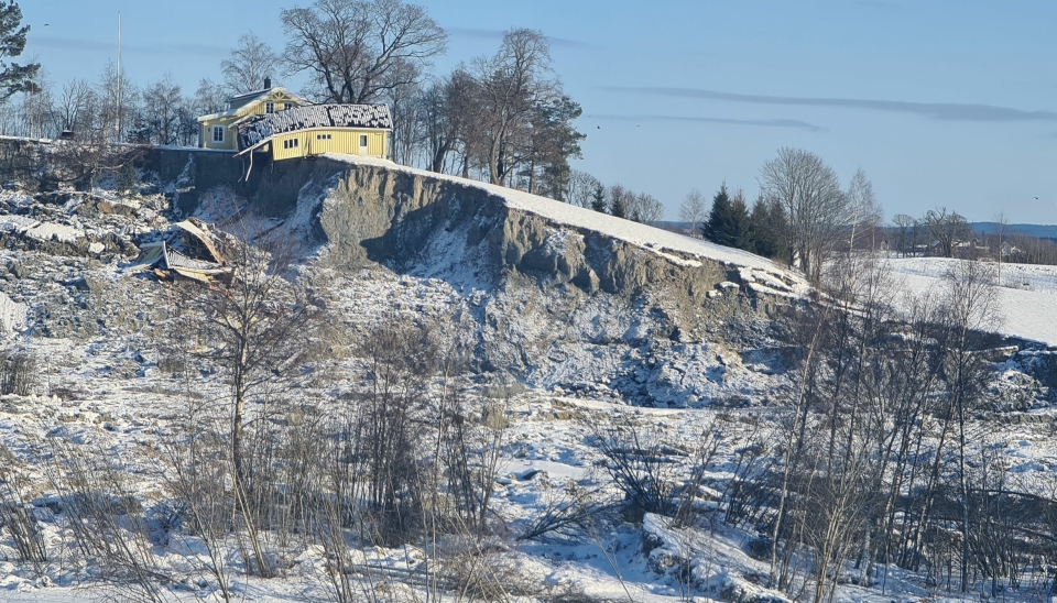 Bilde fra Gjerdrum, der det gikk et kvikkleireras 30. desember 2020.
