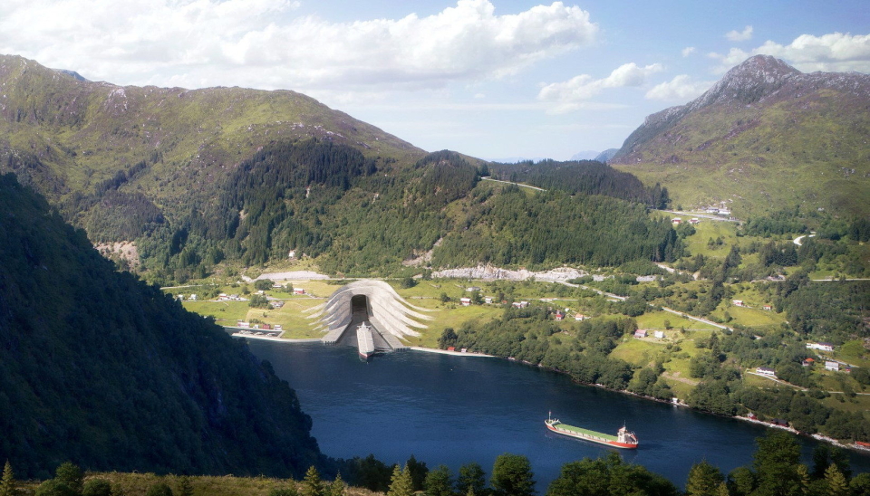 KAN BLI SLIK: Skipstunnelen i Stad kan se slik ut når den står ferdig om noen år. Illustrasjon: Kystverket/Snøhetta