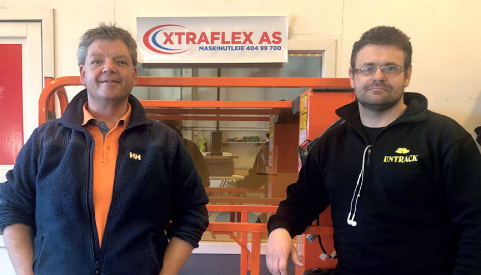 Daglig leder Knut Haugen sammen med Kent Koch i tidligere Xtraflex AS, nå Entrack Utleie Viken AS.