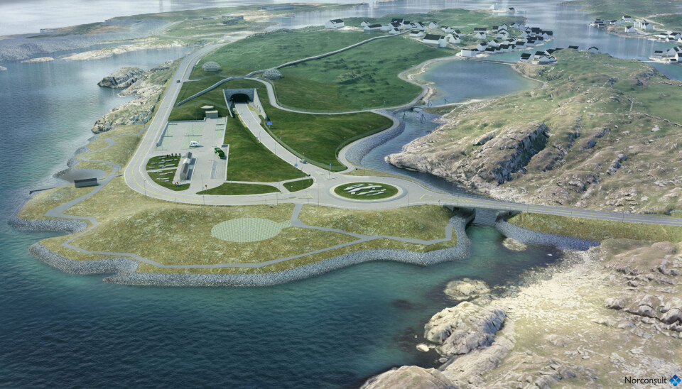 Tunnelen skal ha helning på sju prosent ned fra Kvitsøy.