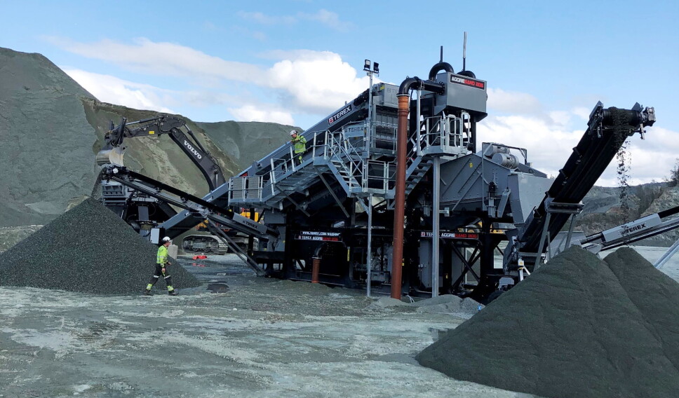 VASKEANLEGG: Terex Washing Systems vaskeanlegg i drift for å gi tidligere brukte masser nytt liv. Foto: Mineralteknikk