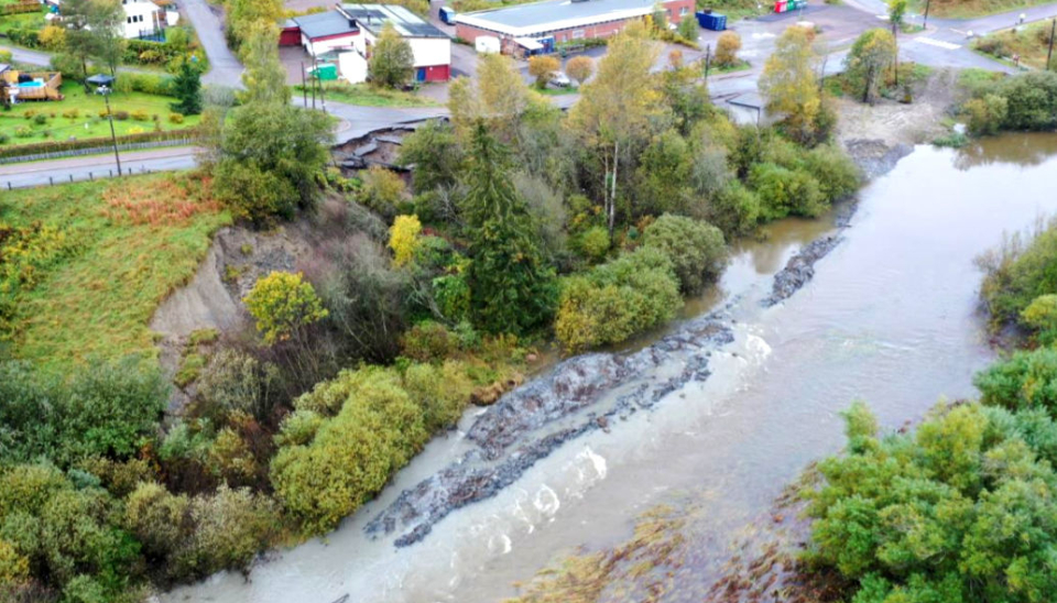 Dronebilde av skredet på Li i Nittedal, tatt den 29. september 2019.