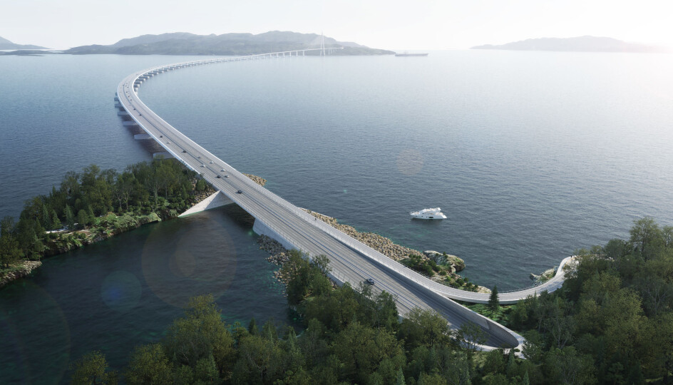 Innkjøring på den 5,5 km lange brua over Bjørnafjorden skal skje via tunnel.