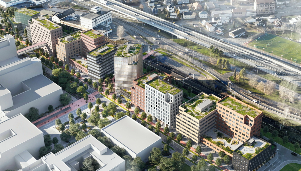 I GANG: Drammen Helsepark blir omfattende. Illustrasjon: Grape architects